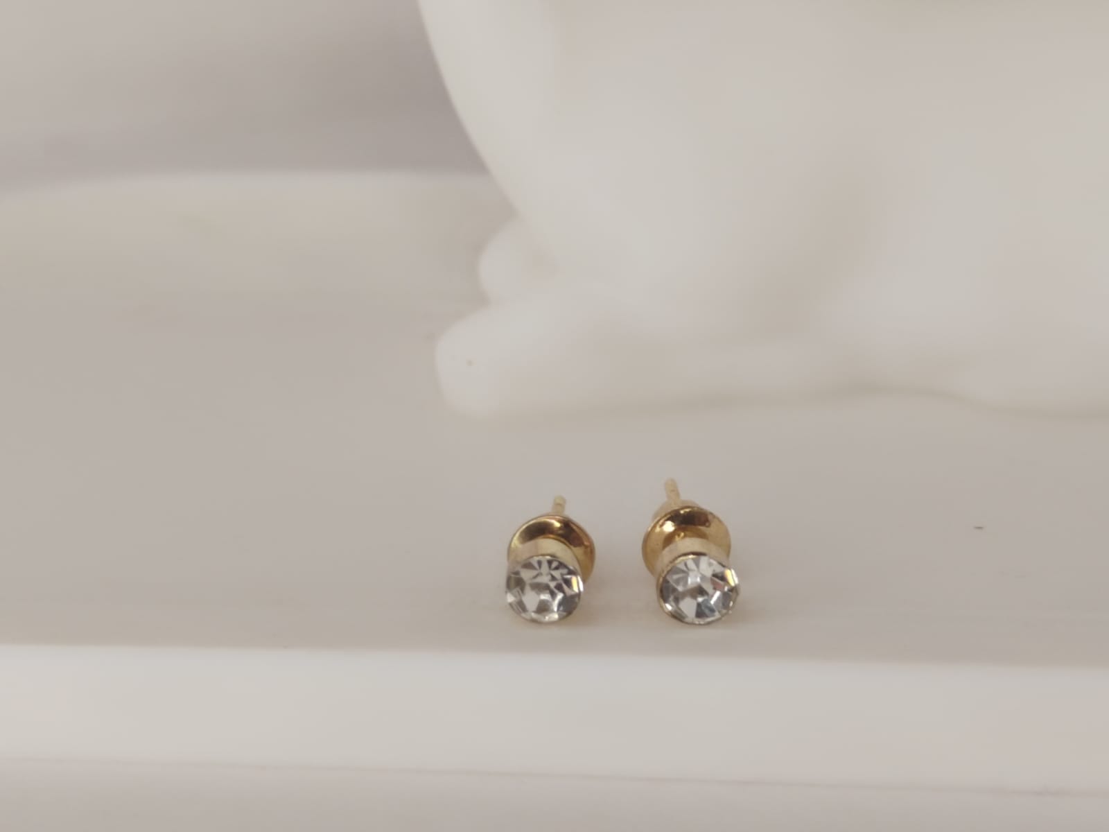 Gold Stud Earrings with Clear Stones