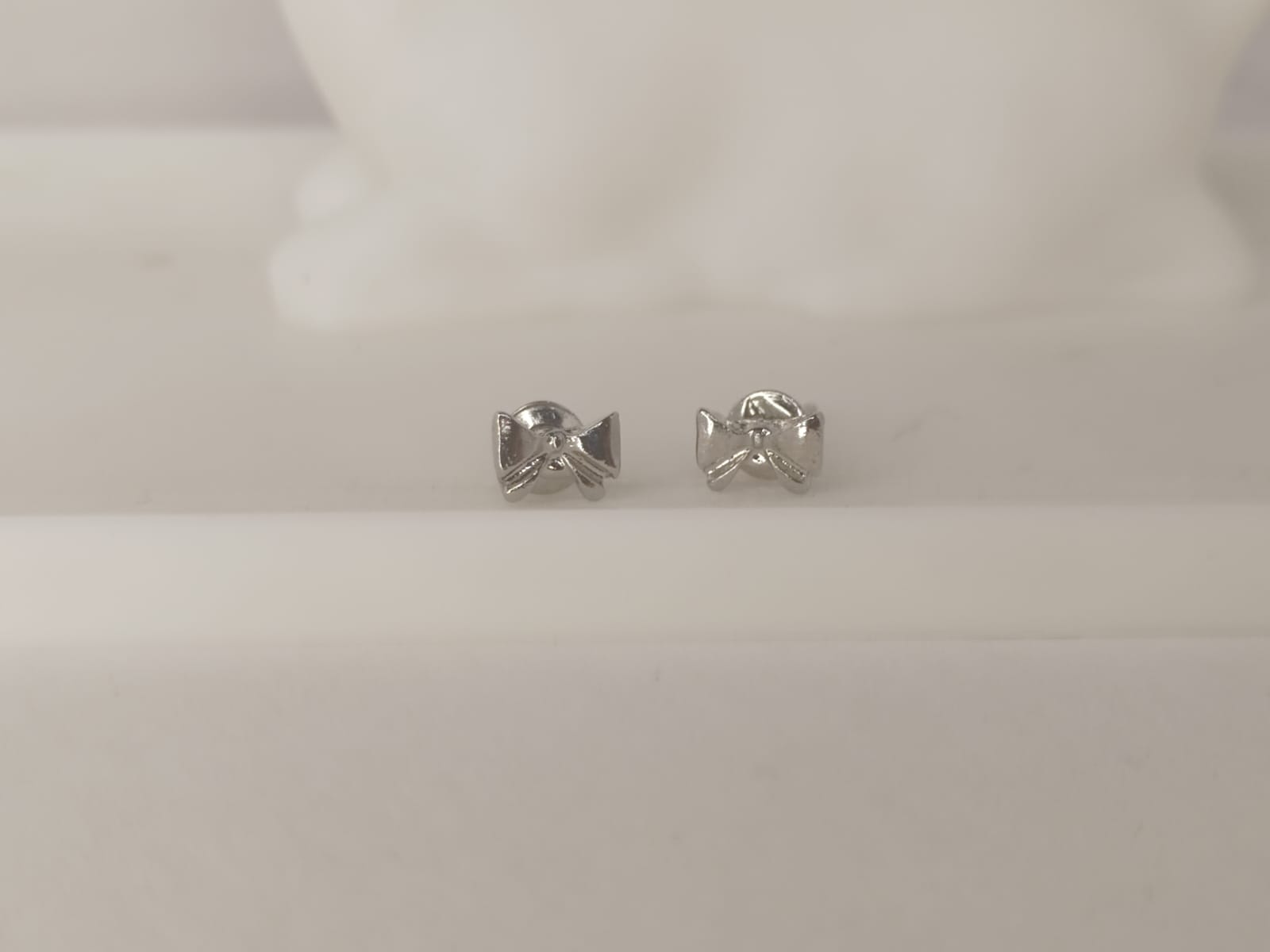 Silver Bow Stud Earrings