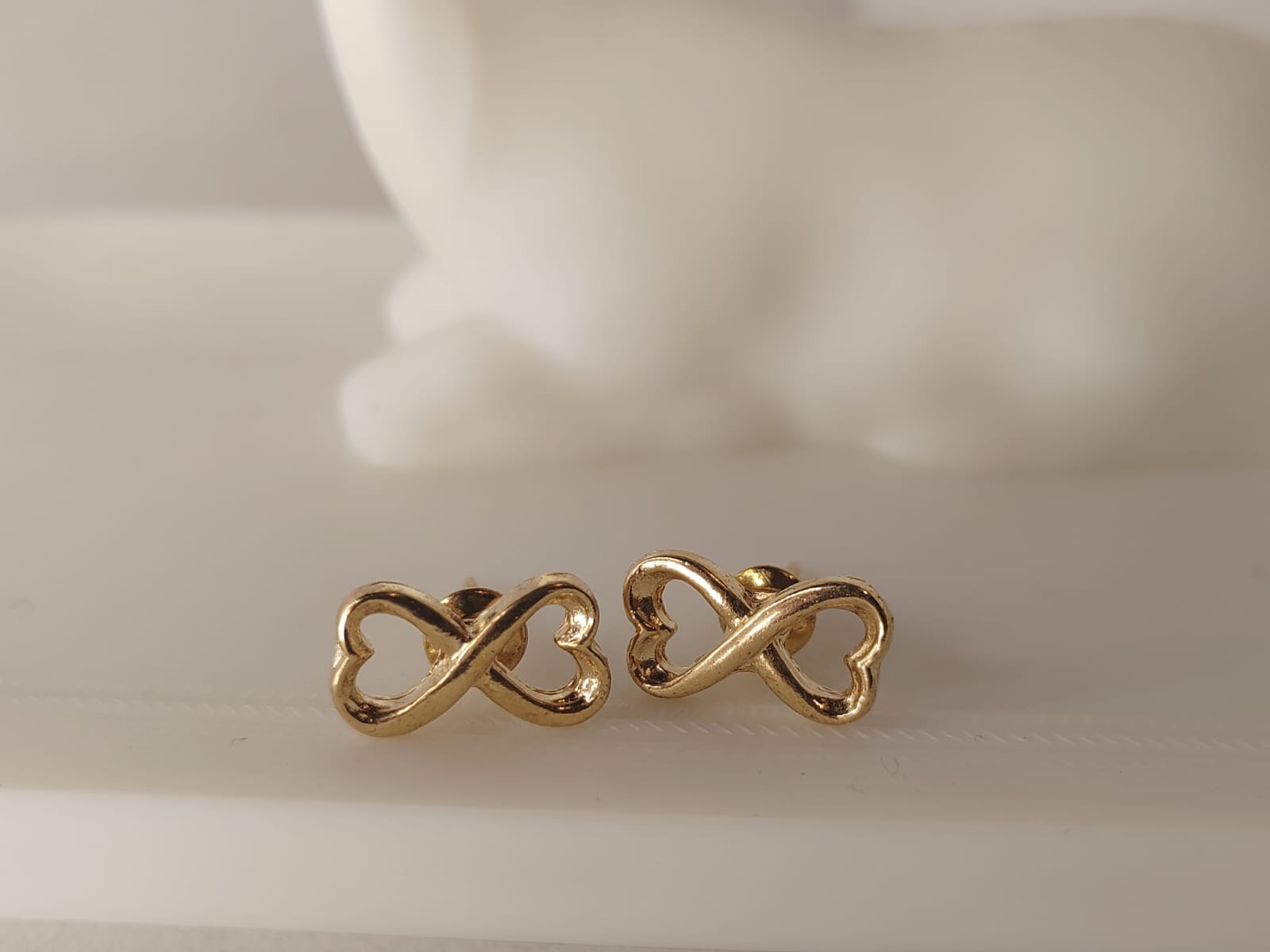Gold Infinity Heart Stud Earrings