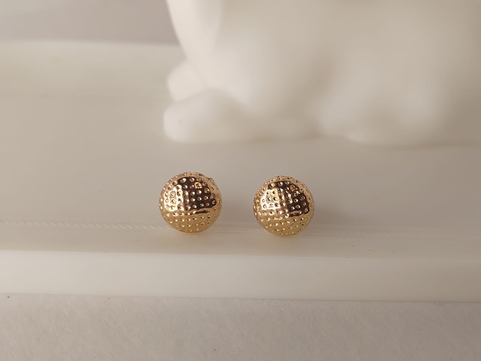Gold Textured Stud Earrings