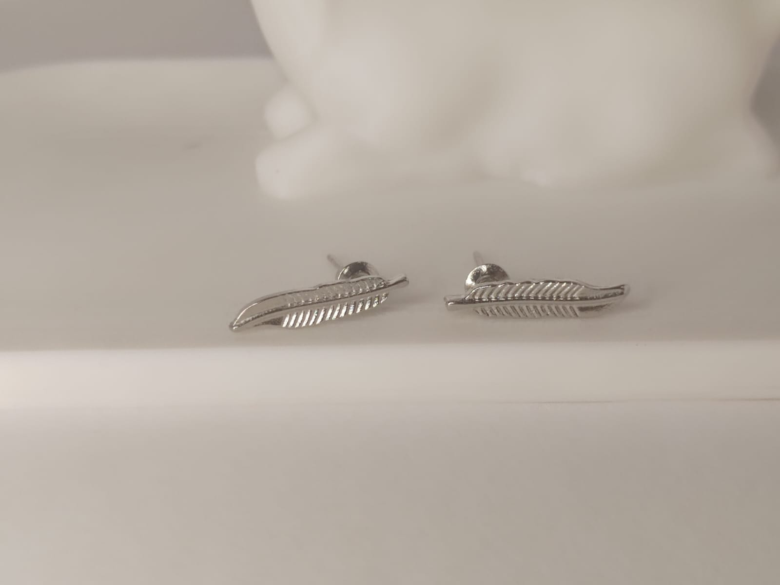 Silver Feather Stud Earrings