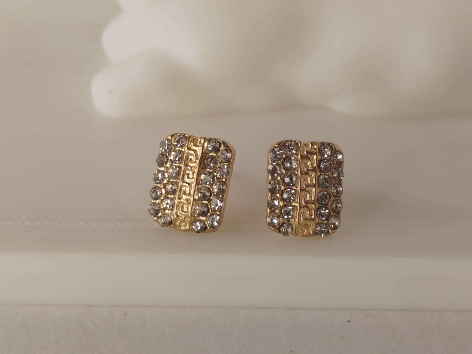 Gold Crystal Stud Earrings