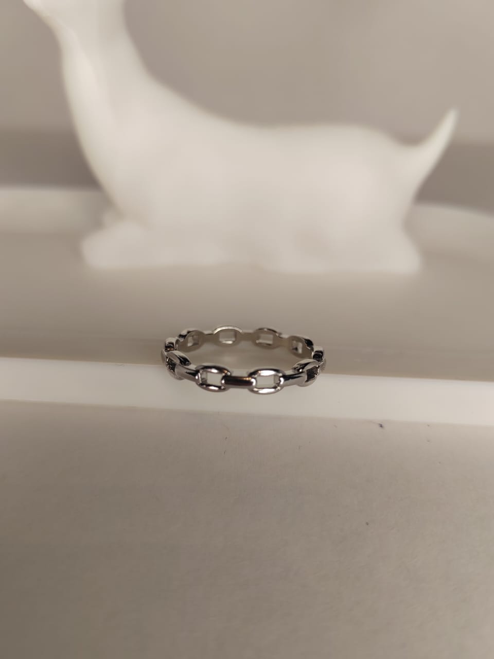 Silver chain link ring