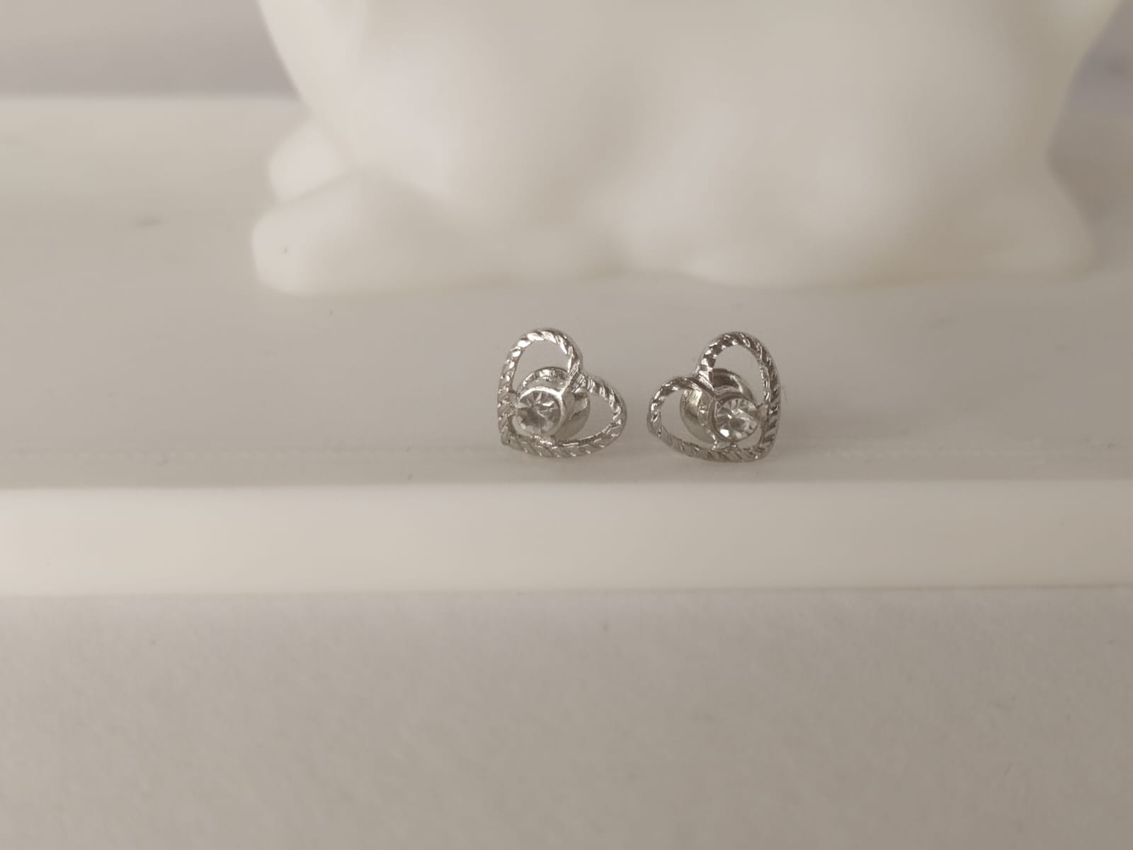 Silver Heart-Shaped Stud Earrings