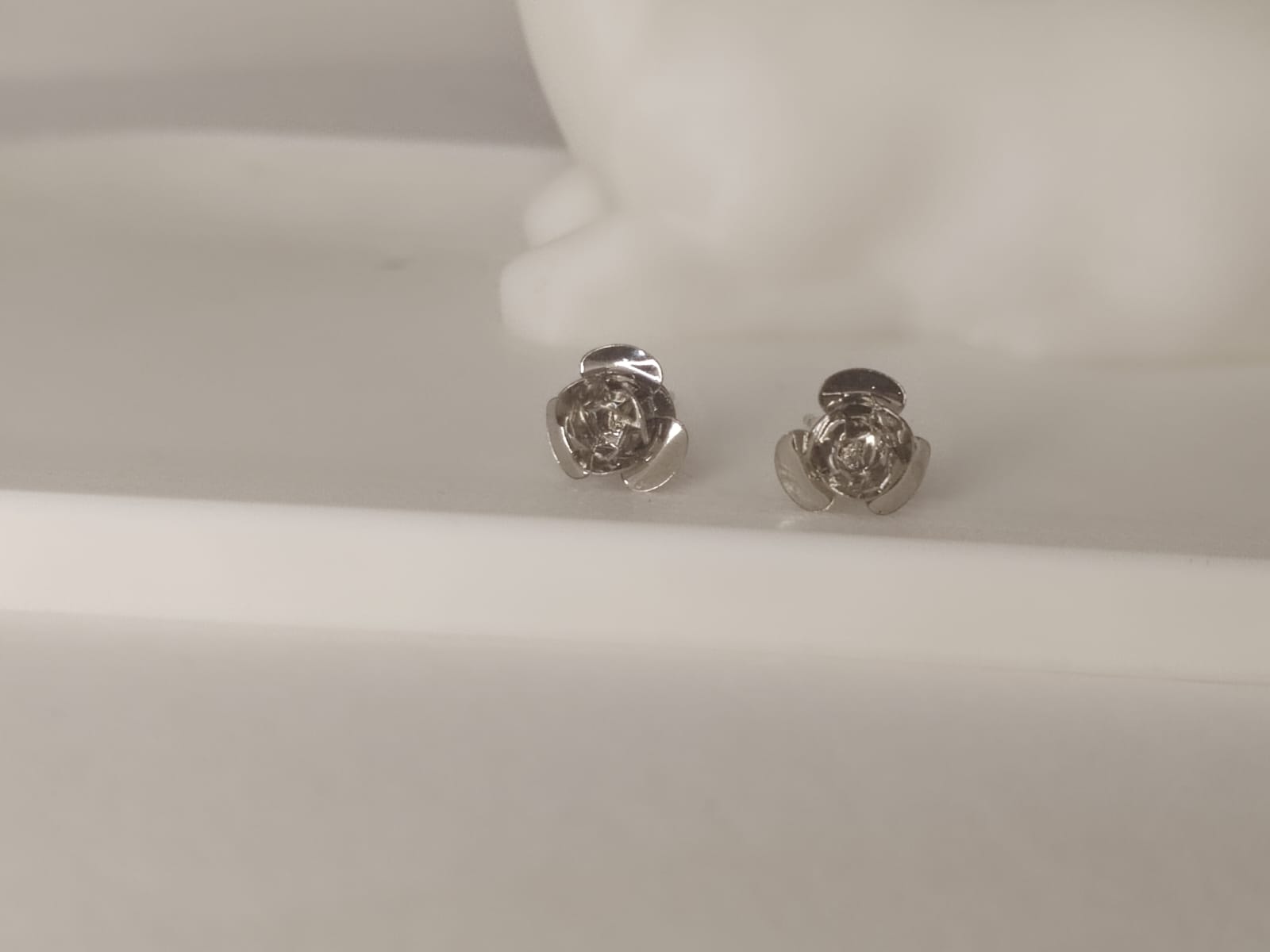 Silver Rose Stud Earrings