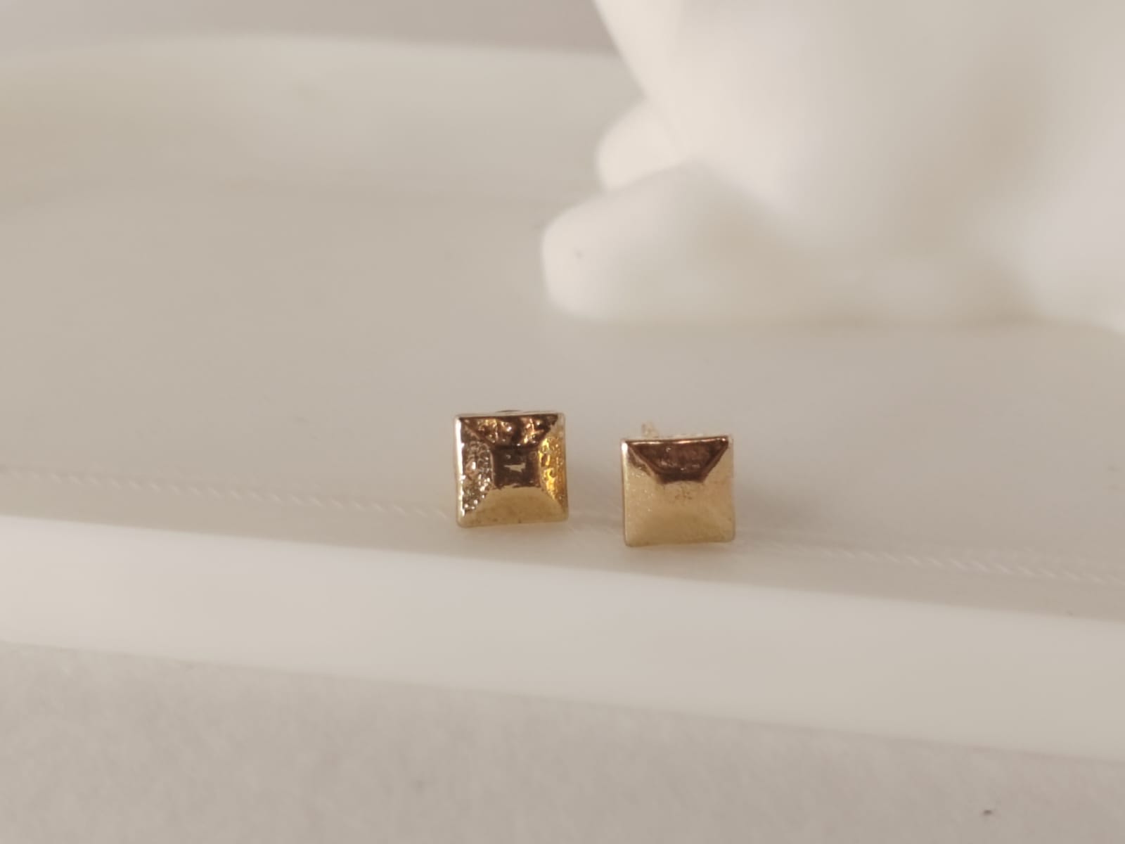 Gold Square Stud Earrings