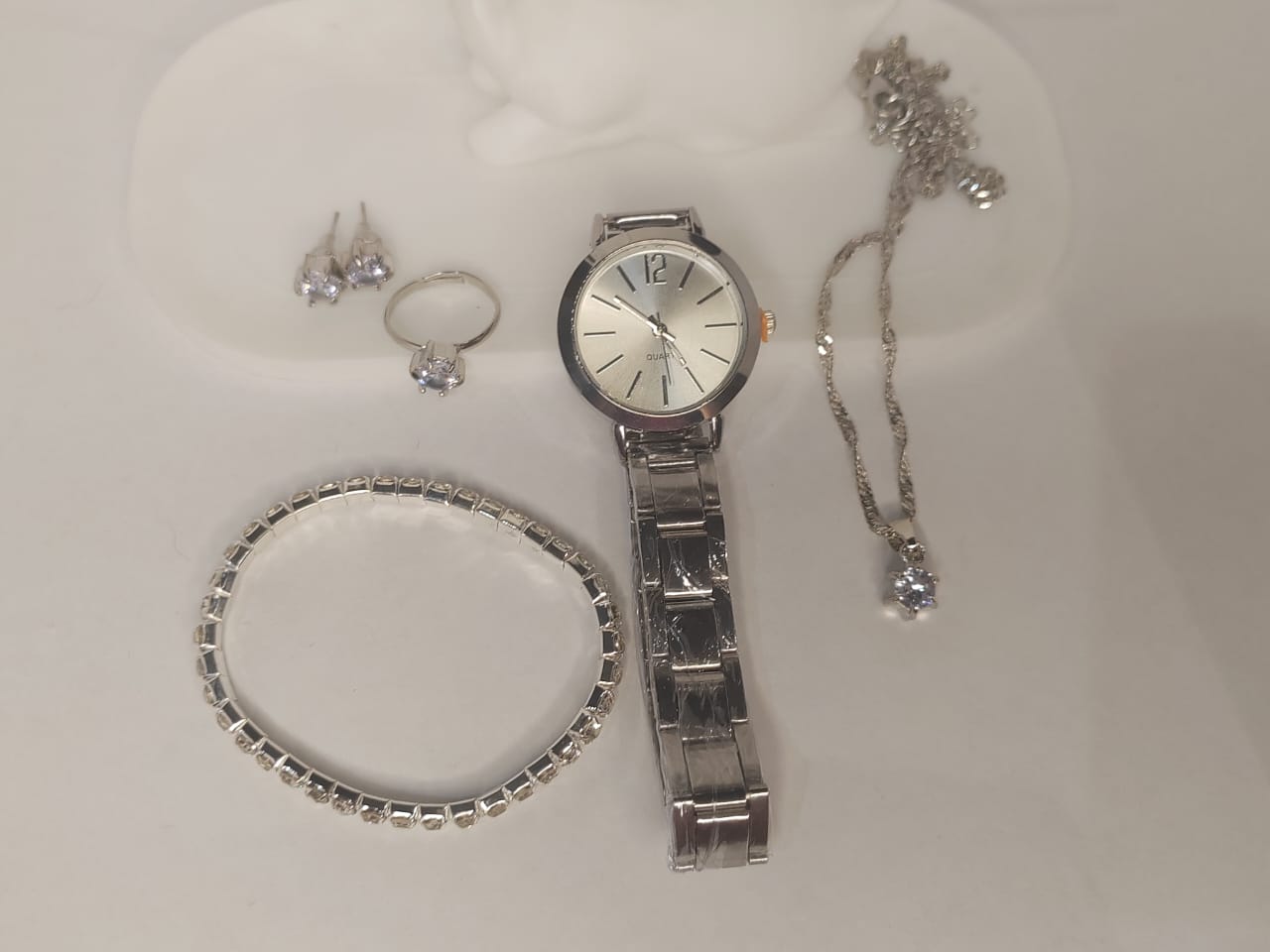 Silver Jewelry and Watch Set