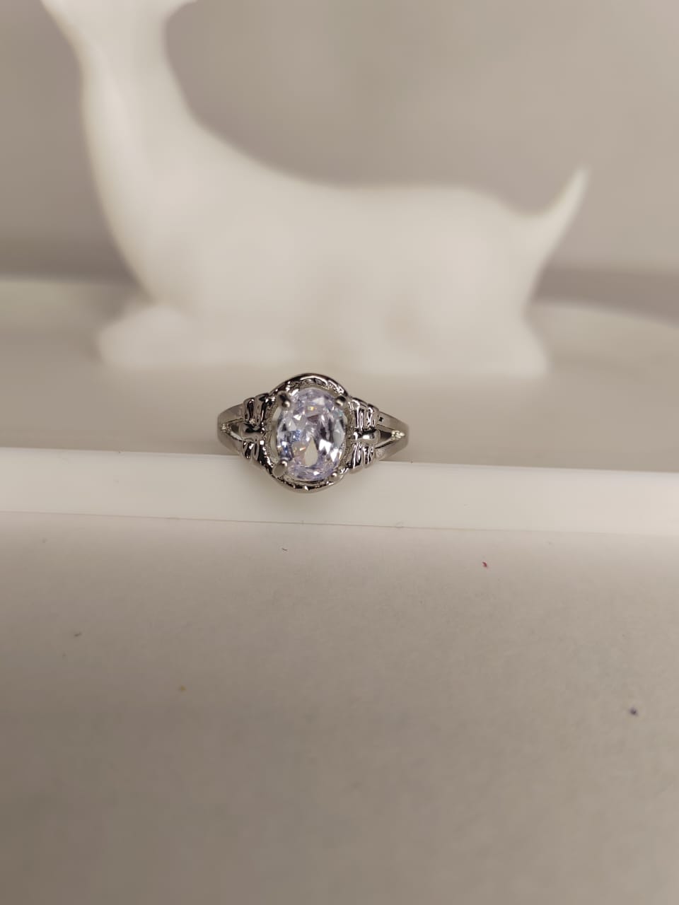 Oval Cut Silver Ring