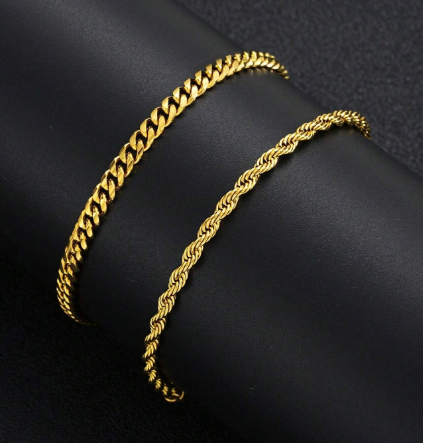 Gold-Plated Chain Bracelet Set