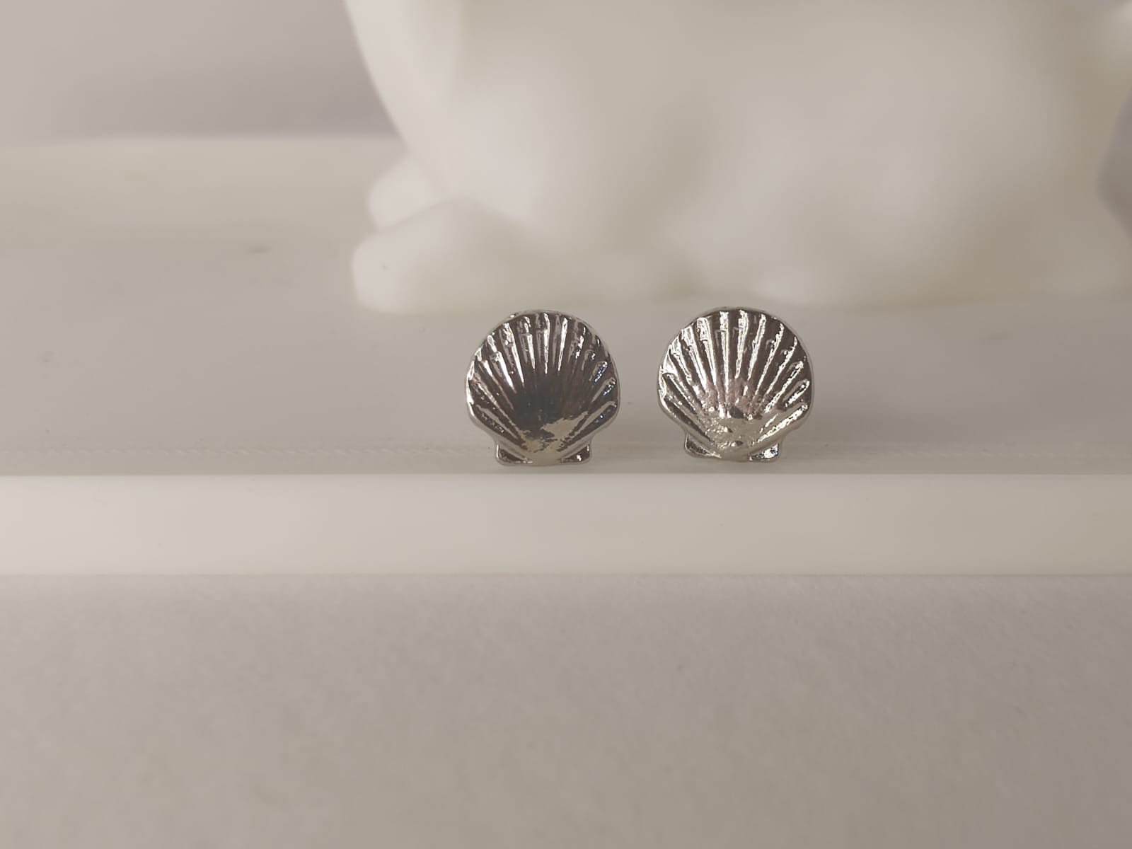 Silver Shell Stud Earrings