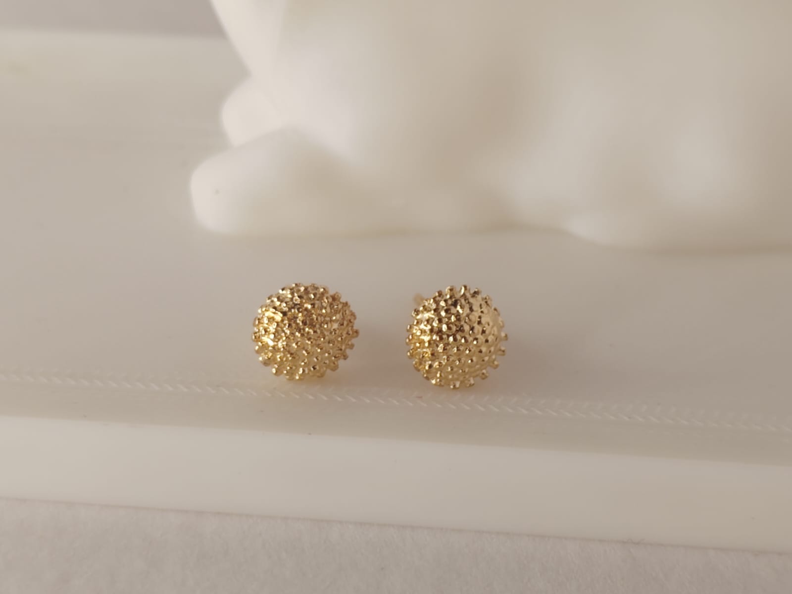 Gold Textured Stud Earrings