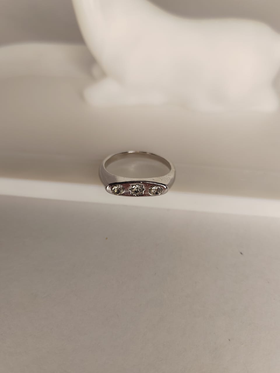 Silver ring with three stones