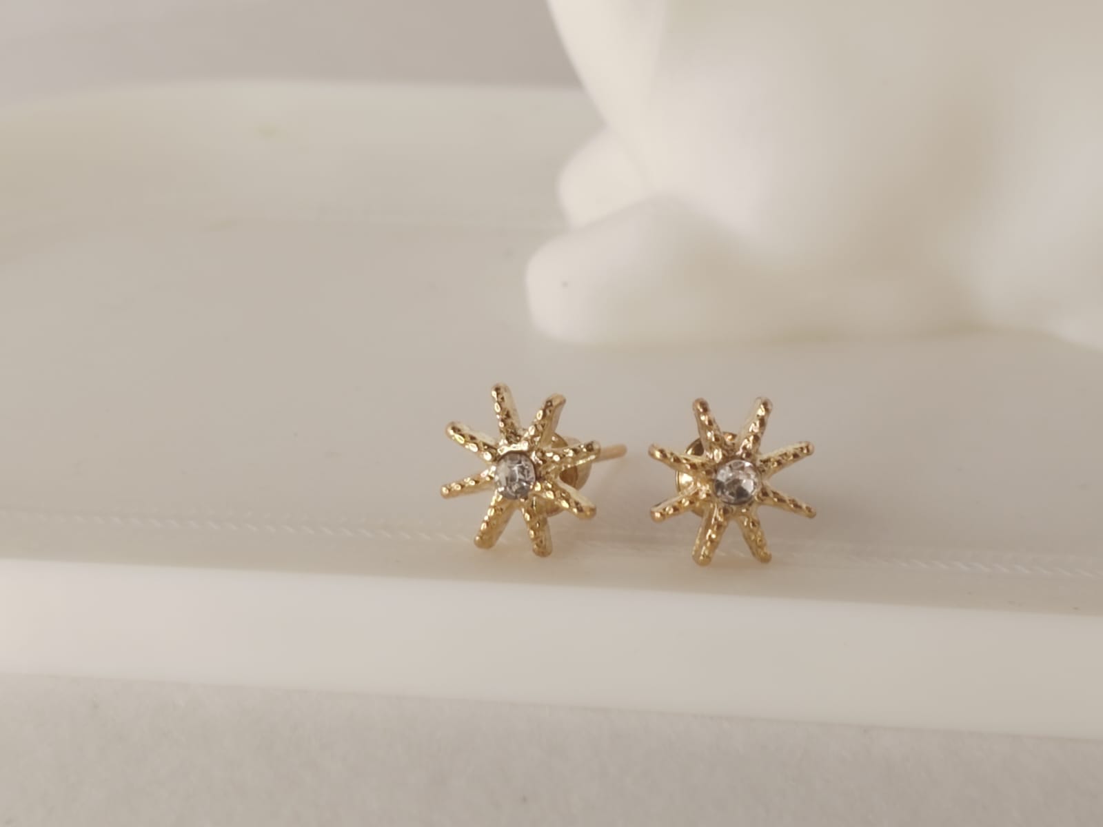 Gold Starburst Stud Earrings