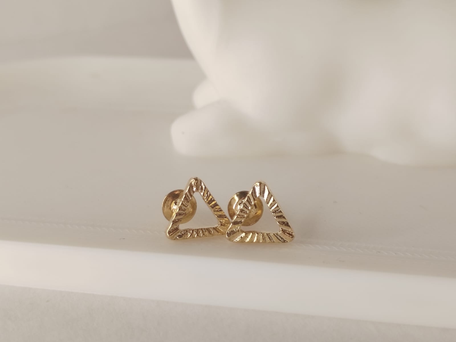 Gold Triangle Stud Earrings