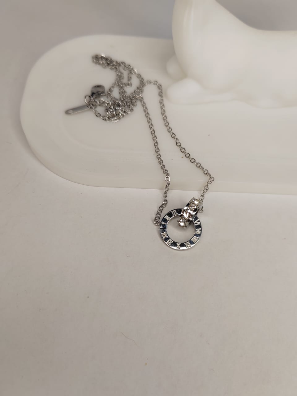 Silver Roman Numeral Pendant Necklace