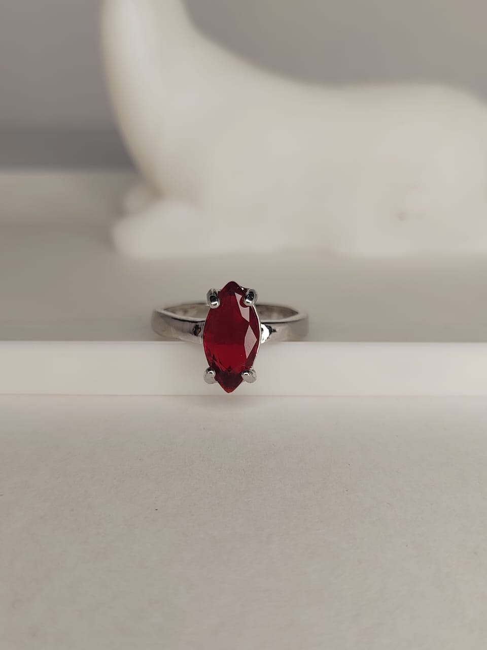 Elegant Marquise-Cut Red Gemstone Ring