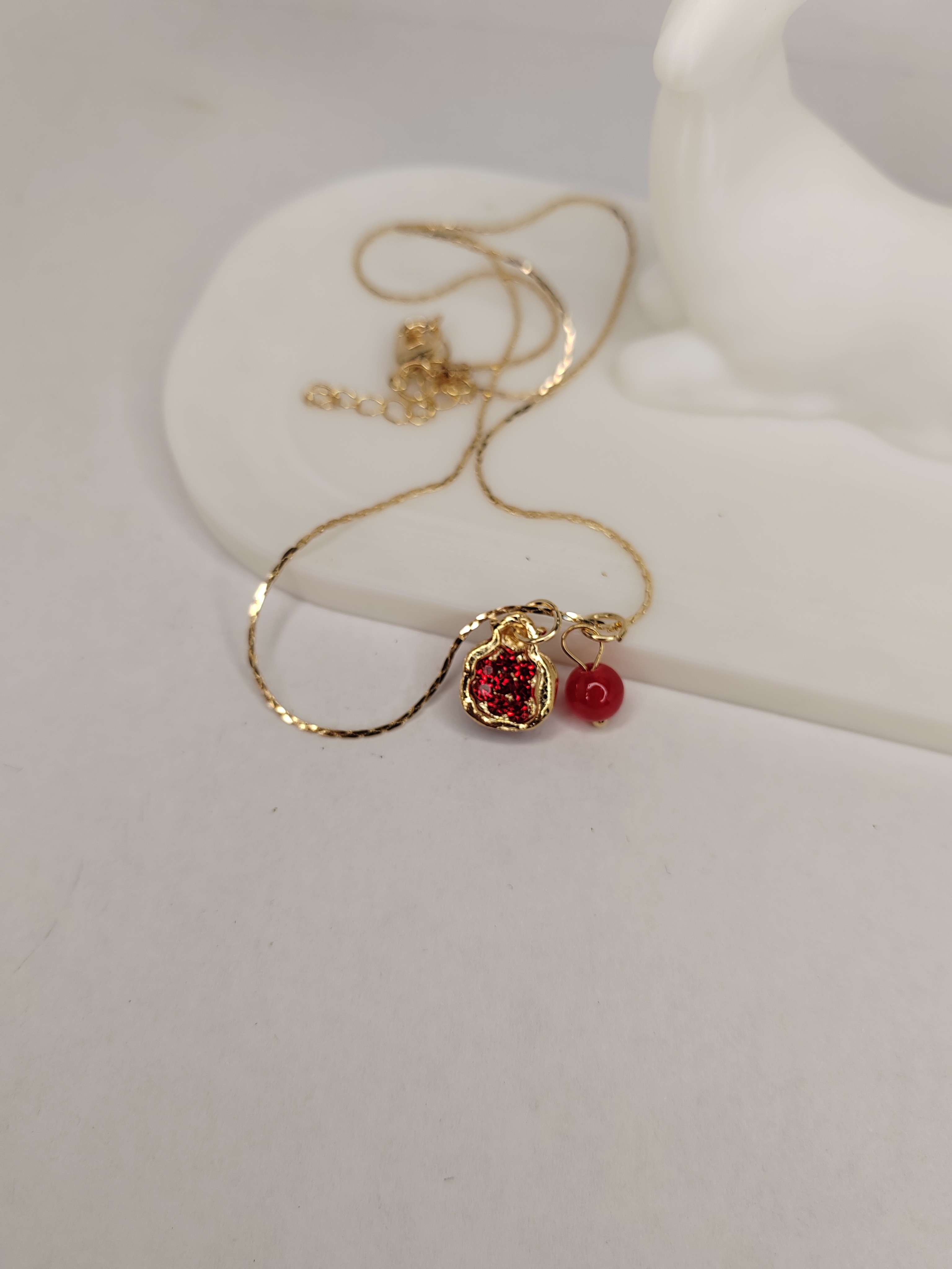 Elegant Gold Necklace with Pomegranate 