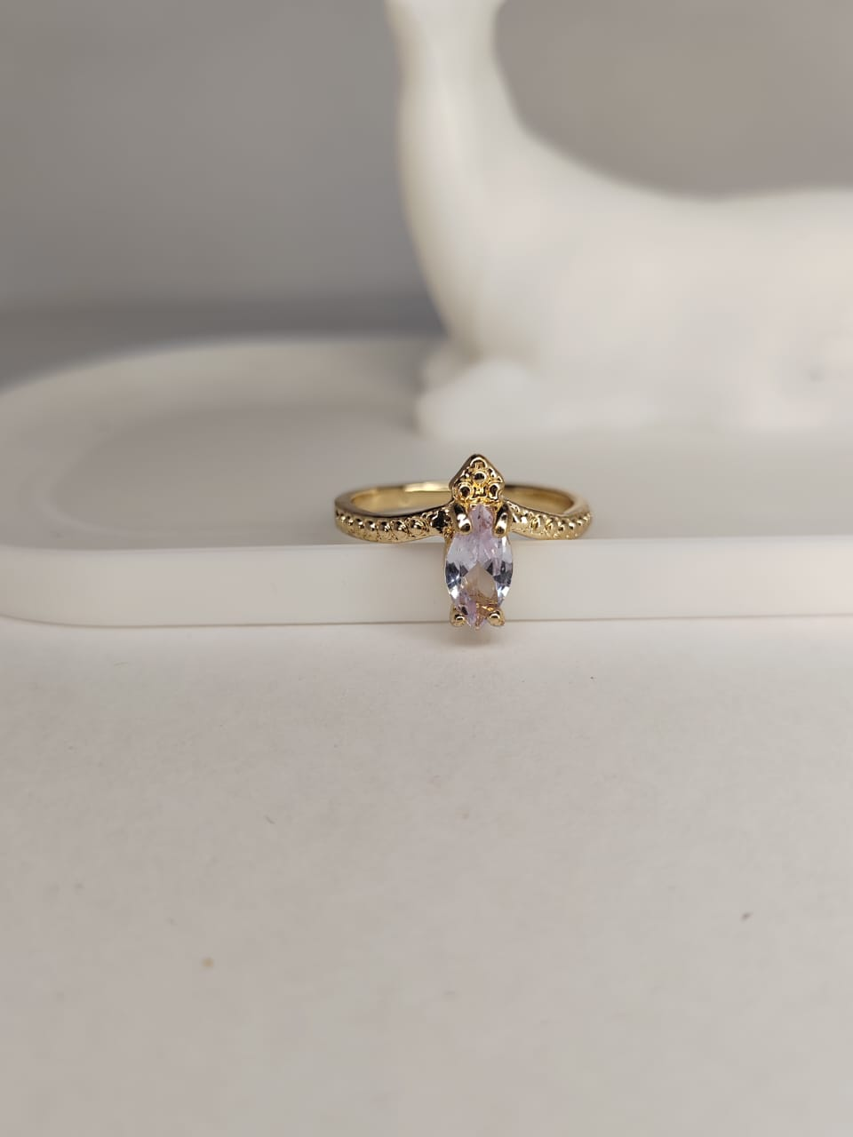 Elegant Gold Ring with Crystal Gemstone
