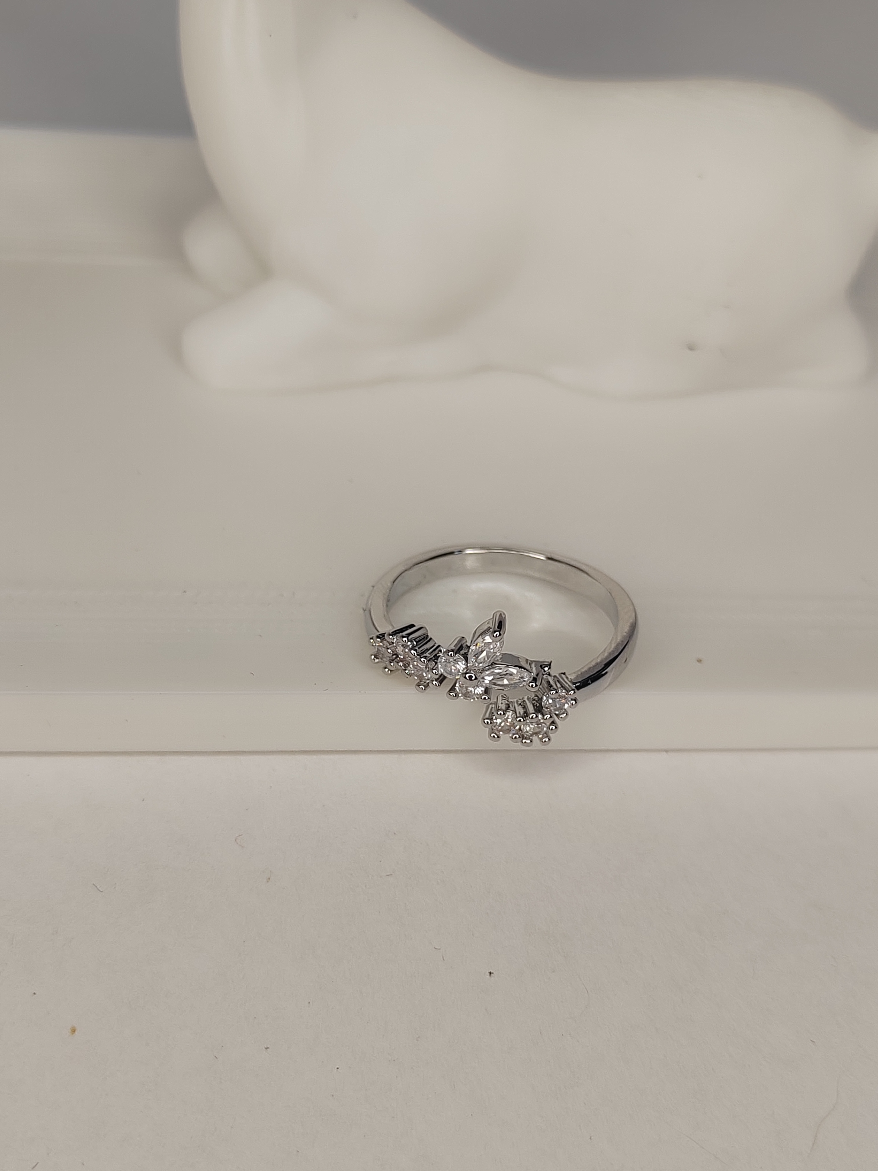 Elegant Silver Diamond Adjustable Ring