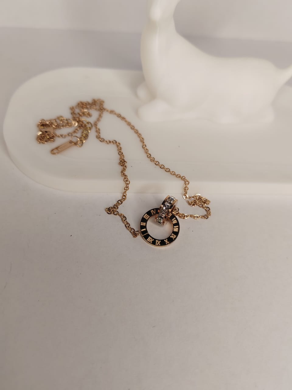 Elegant Rose Gold Roman Pendant Necklace