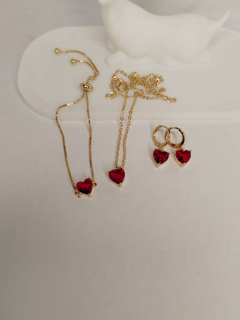 Gold-Plated Heart Jewelry Set