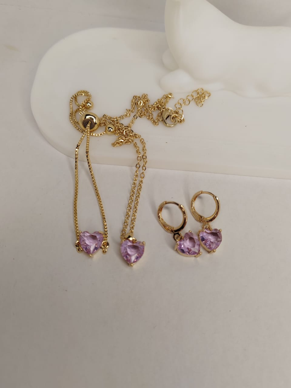 Gold-Plated Heart Jewelry Set