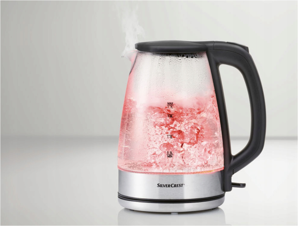 Silvercrest transparent glass electric kettle 1.7 litres - with changing Lights