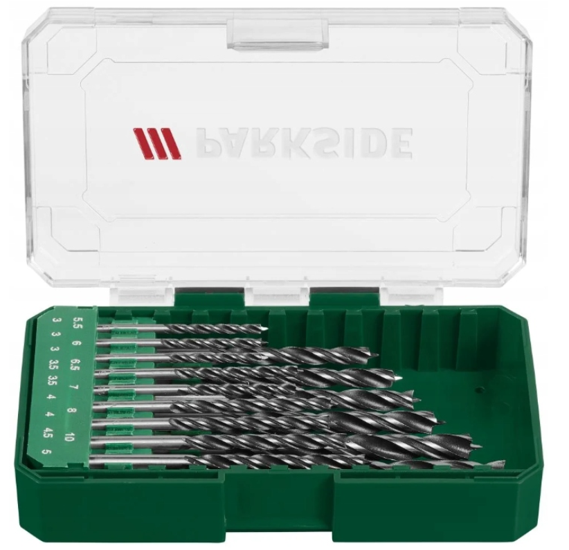 PARKSIDE Spiral Wood Drill Bit Set 15 Pieces Various Sizes