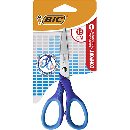 BIC Comfort Classic Children's Scissors for Right-Handed Users, 13 cm, blue