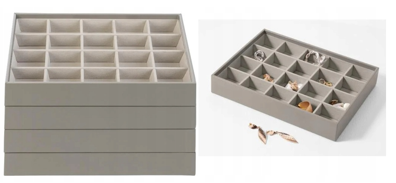 Velvet jewelry box for earrings and rings with 20 compartments (1 piece)