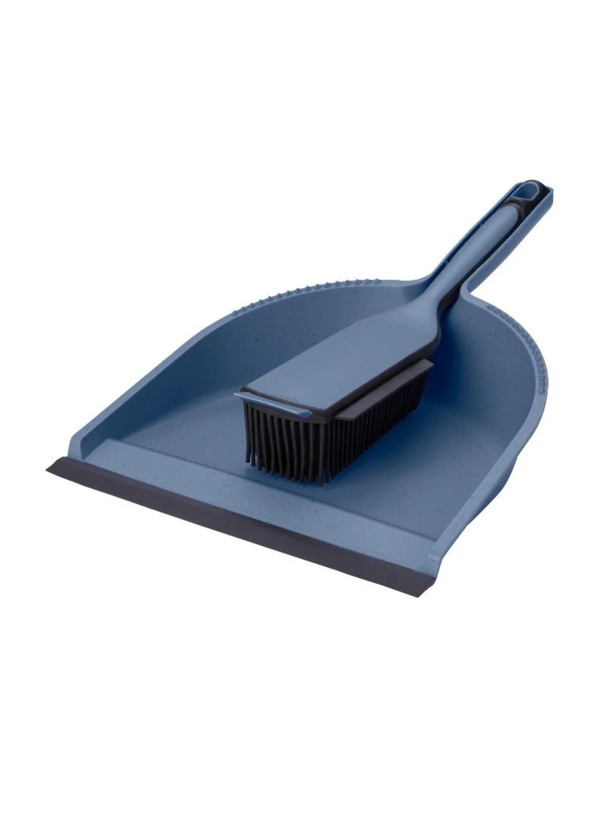 Sweeping set, brush and dustpan, rubber bristles - NAVY BLUE