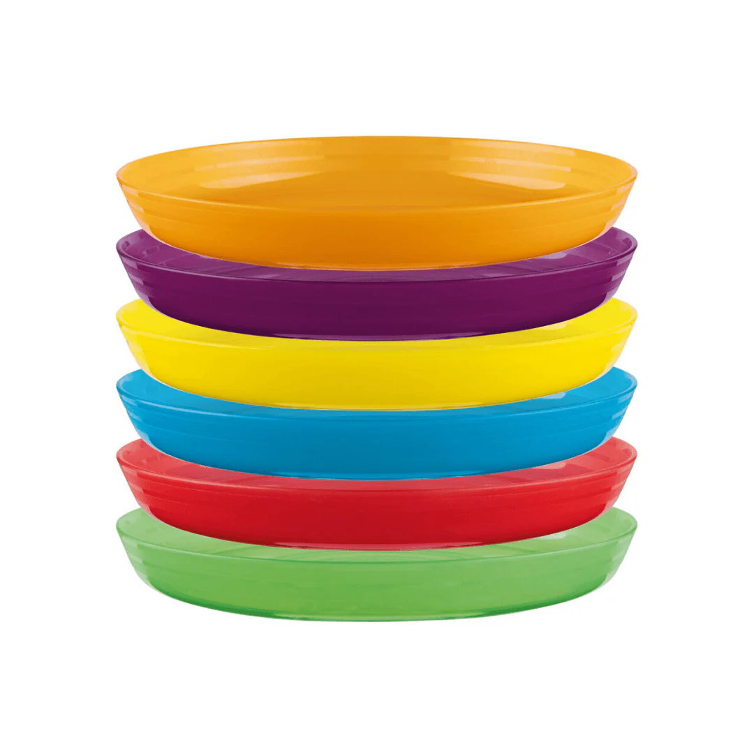 LIVARNO home XL Set of durable plastic plates, 6 pieces, colorful (like Ikea)