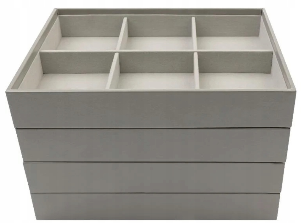 Velvet jewelry box for necklaces and earrings, 6 compartments