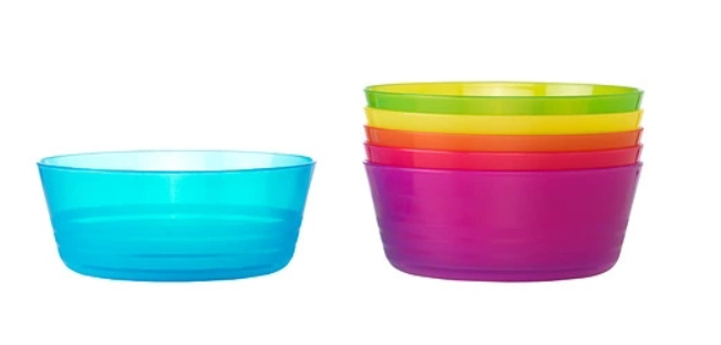 LIVARNO home set of durable plastic bowls, 6 pieces, colorful, same as Ikea