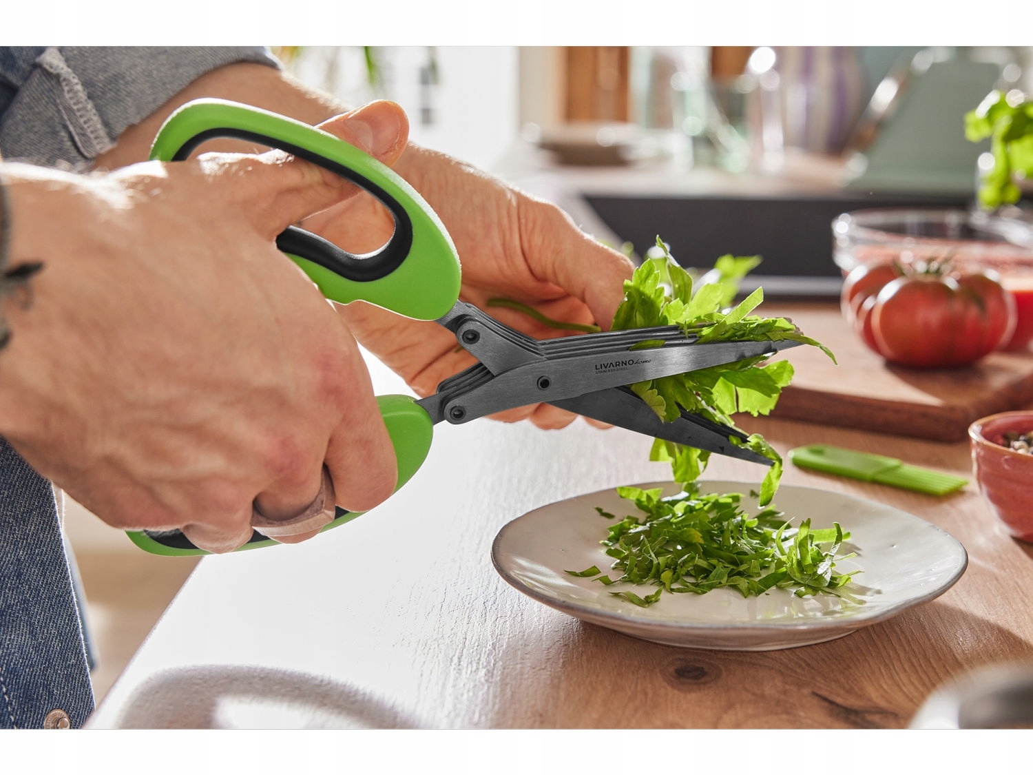LIVARNO Kitchen herb scissors, sharp, stainless steel, 5 blades