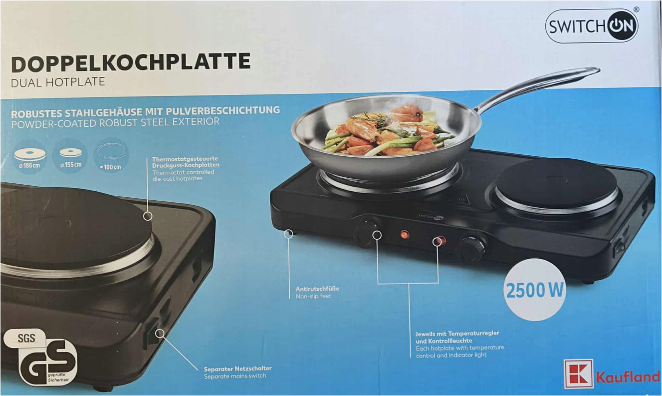 TWO-BURNER ELECTRIC STOVE SWITCH ON