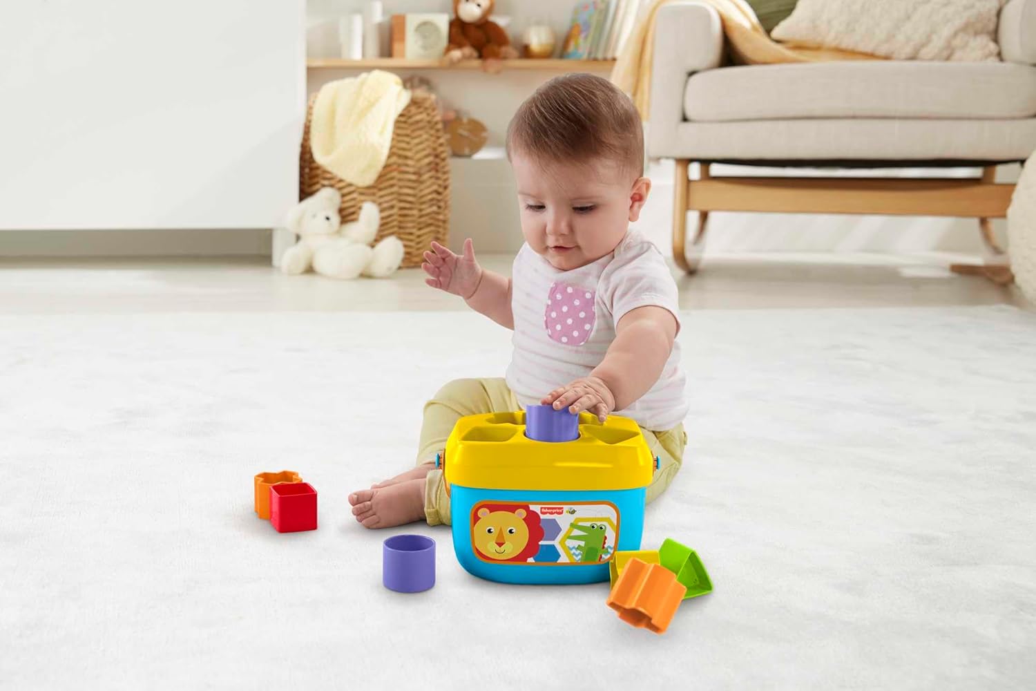 Fisher-Price Stacking Toy Baby's First Blocks Set of 10 Shapes for Sorting Play