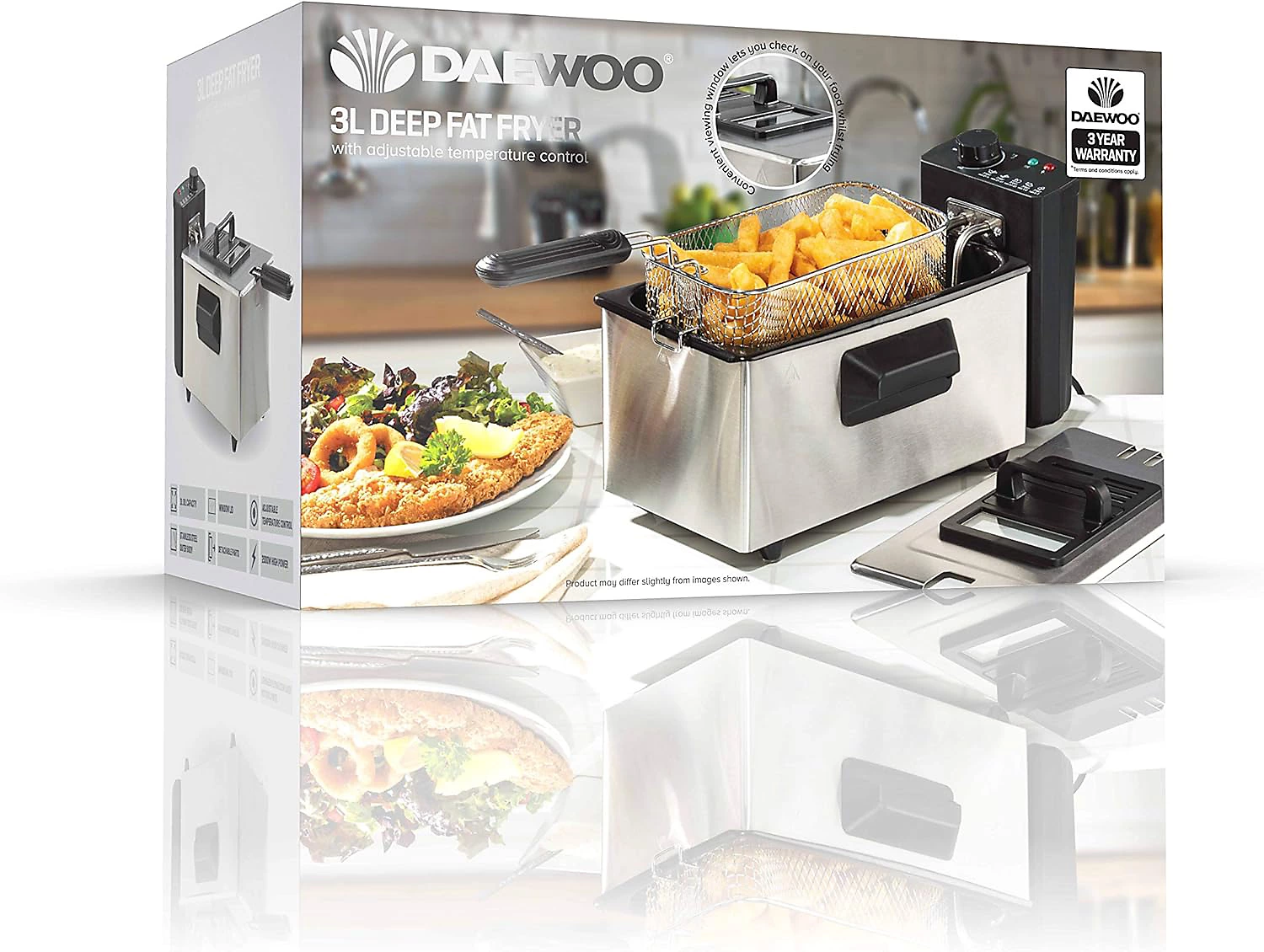 Daewoo 3 Litre Deep Fat Fryer with Viewing Window Lid