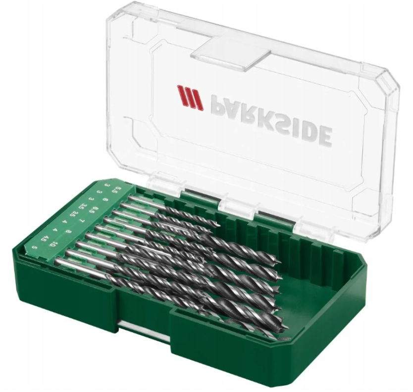 PARKSIDE Spiral Wood Drill Bit Set 15 Pieces Various Sizes