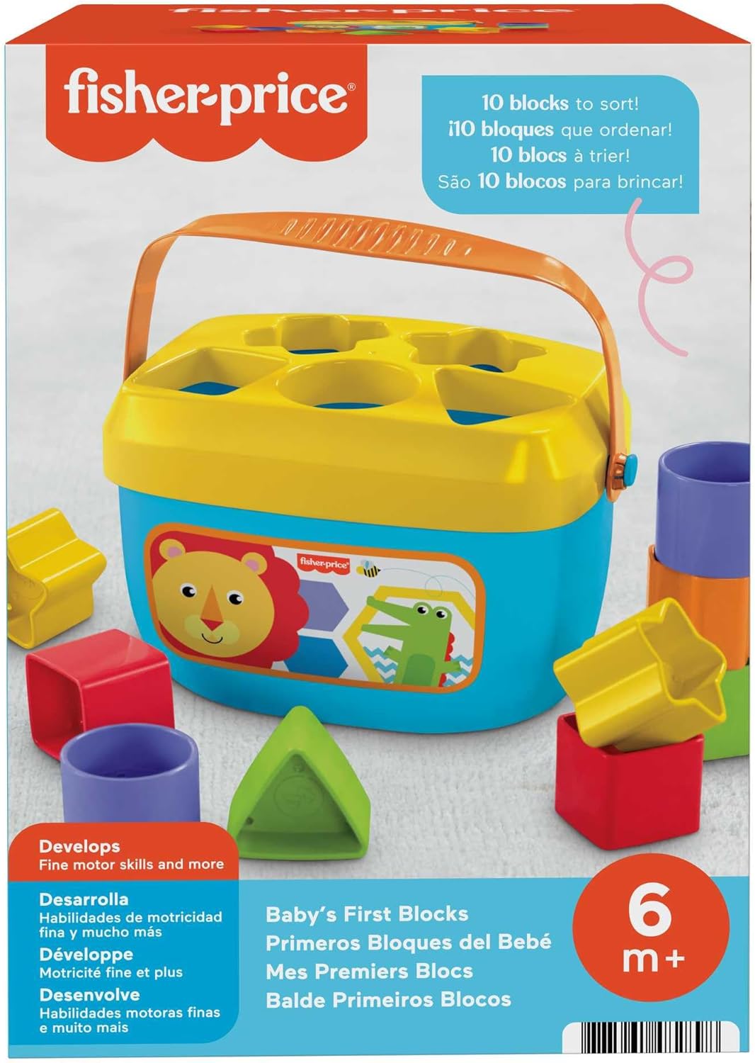 Fisher-Price Stacking Toy Baby's First Blocks Set of 10 Shapes for Sorting Play