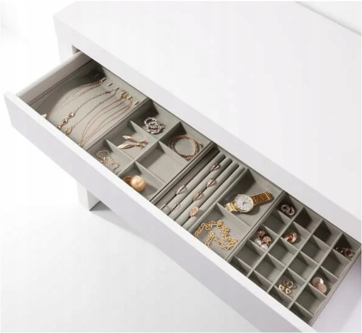 Velvet jewelry box with compartments for rings and earrings