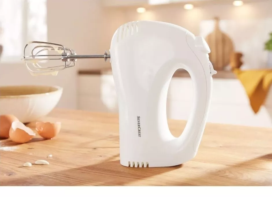 Silvercrest 120W Hand Mixer 5-Speed with Ergonomic Handle & Eject Button White