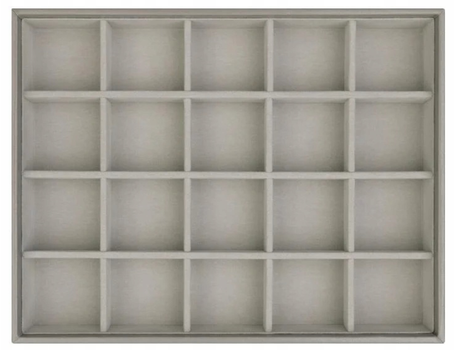 Velvet jewelry box for earrings and rings with 20 compartments (1 piece)