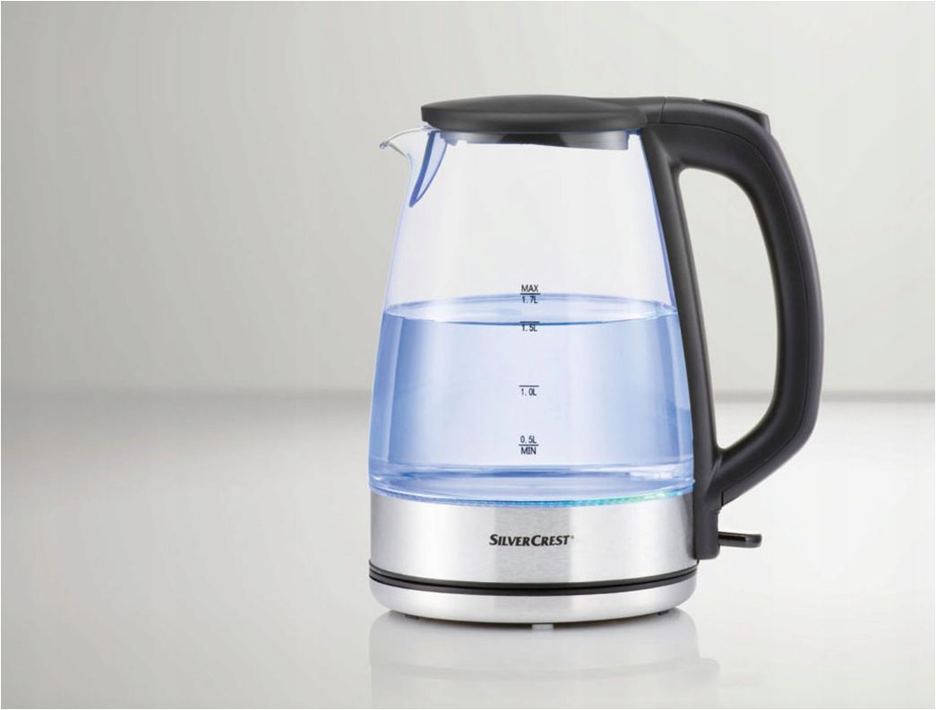 Silvercrest transparent glass electric kettle 1.7 litres - with changing Lights