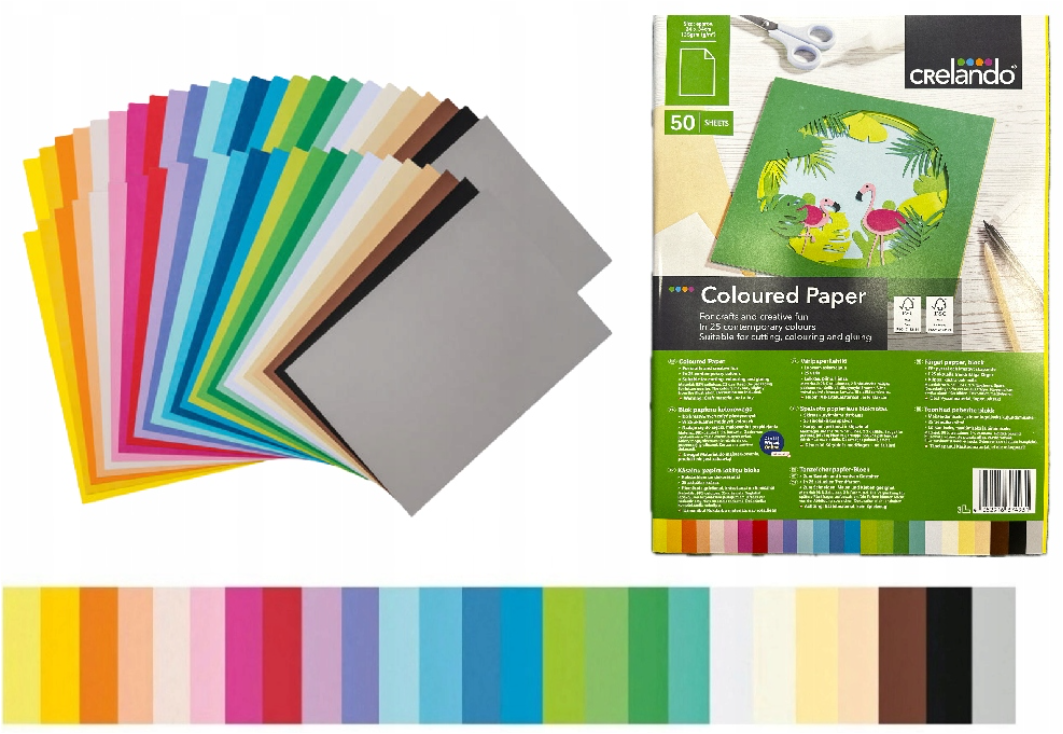 Crelando Colored Paper Pad 25 Colors 50 Sheets 24x34 cm