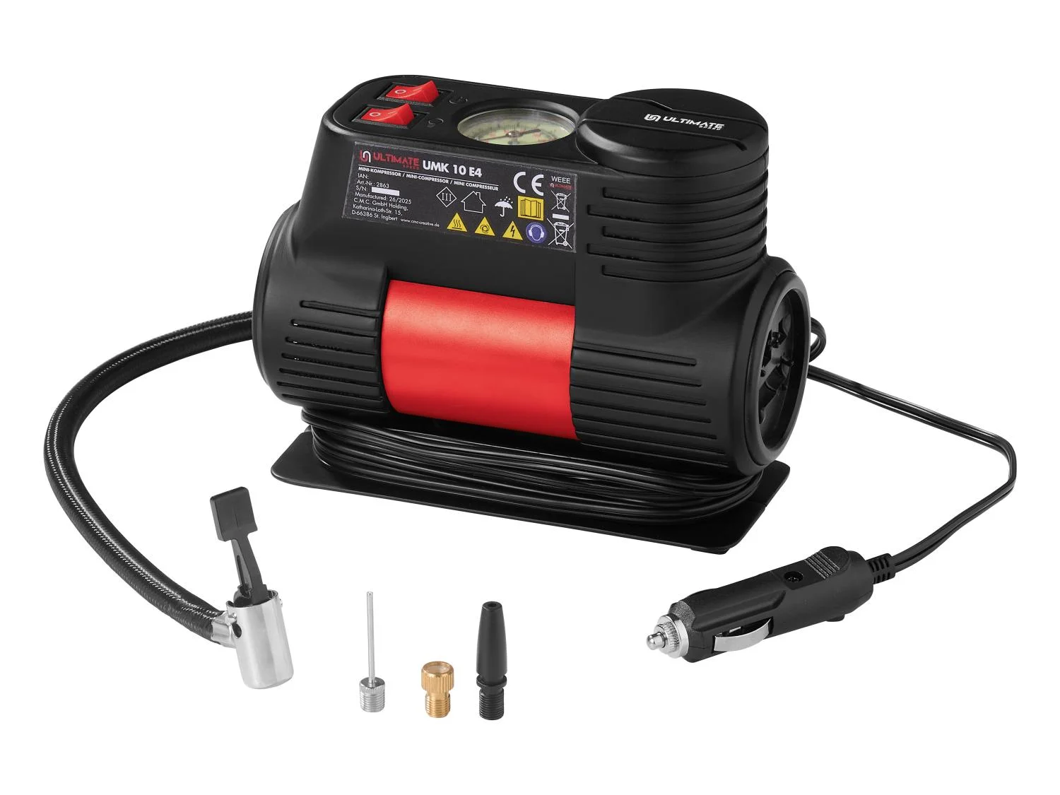 ULTIMATE SPEED® UMK 10 E4 Mini Compressor, 10.3 bar, 12 V