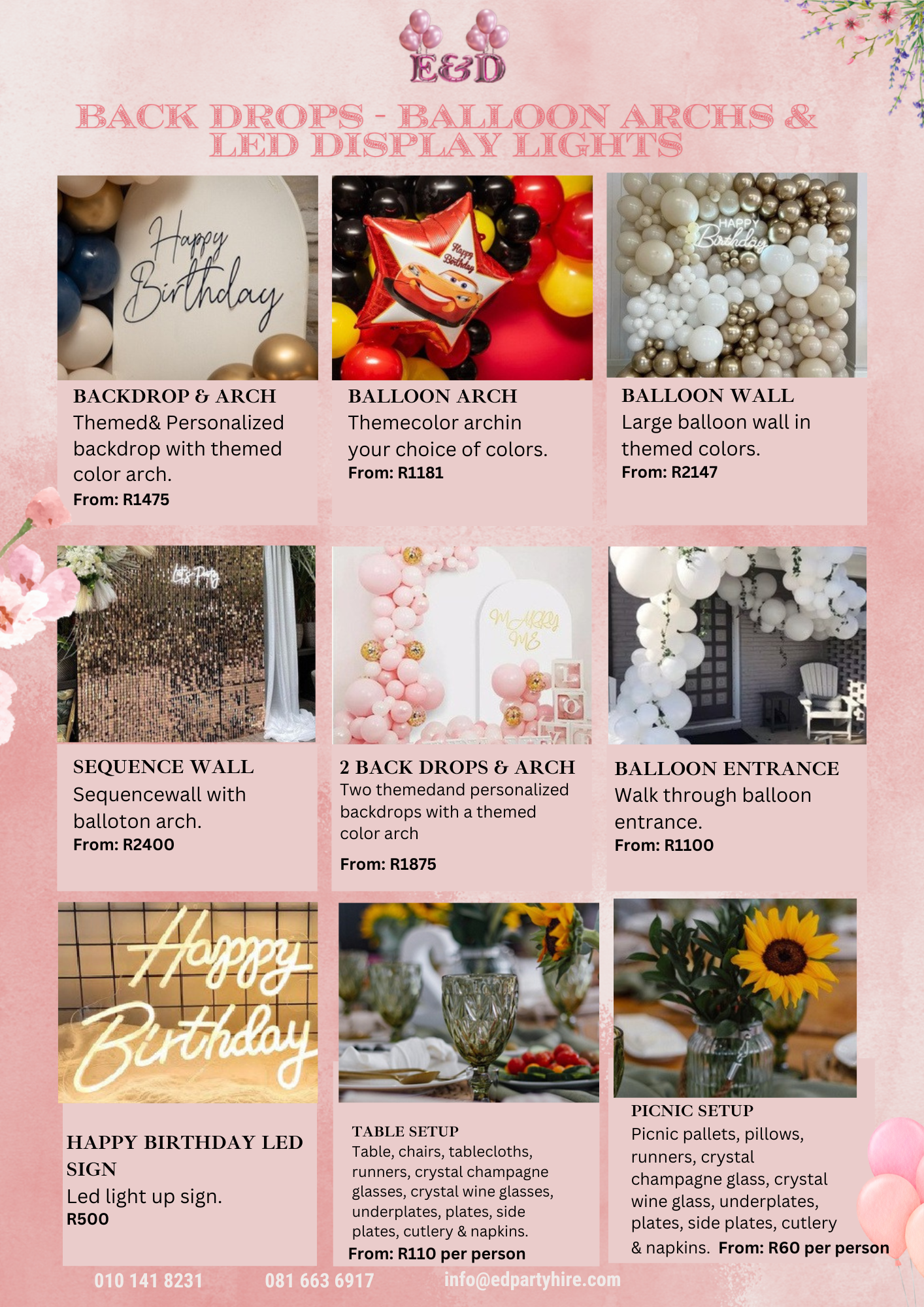 Back Drops - Balloon Arch Hire