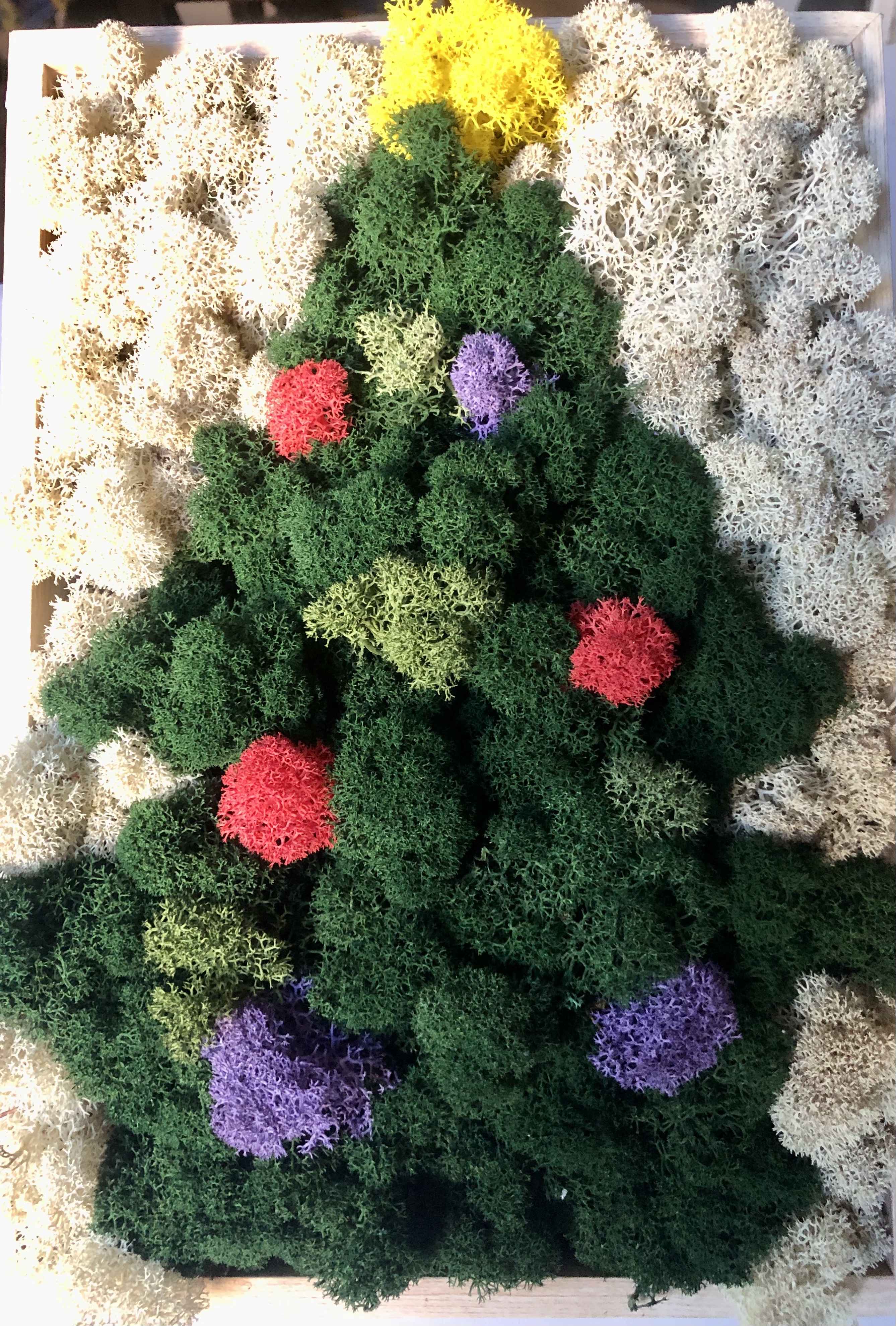 Quadro cornice in legno con albero di Natale