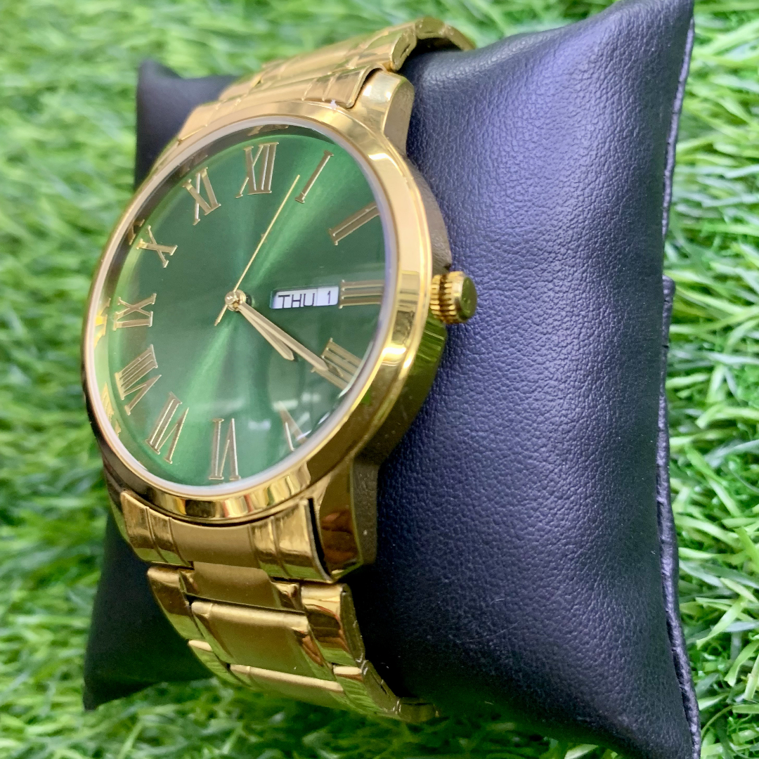 Gold Green-Dial Roman numeral Gents Watch