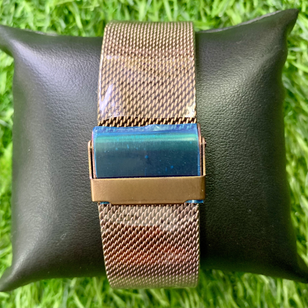 Brown Mesh Slim Wristwatch